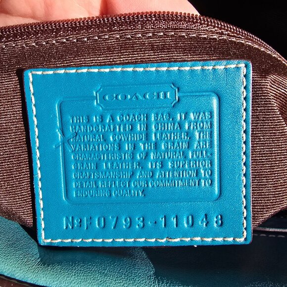Vintage Coach Hampton Turn Lock Teal/Turquoise Leather Carry All Satchel Bag - Picture 2 of 16